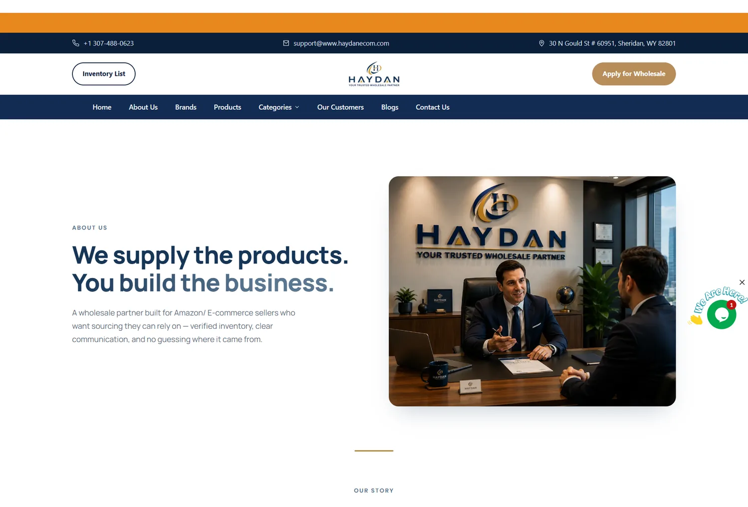 The Haydan wholesale storefront home page
